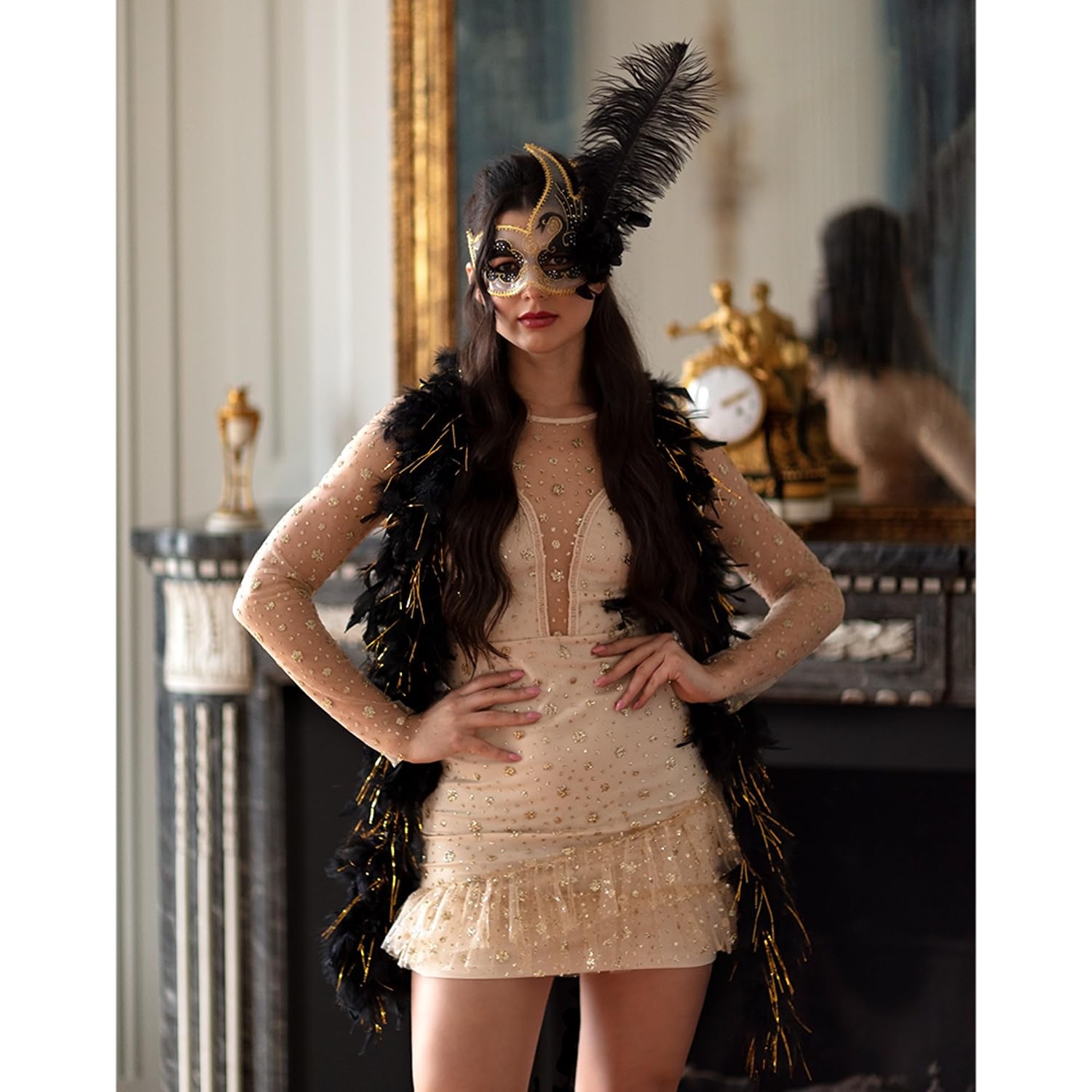 boland-federboa-schwarz-gold-180-cm-50-g-gatsby image 3