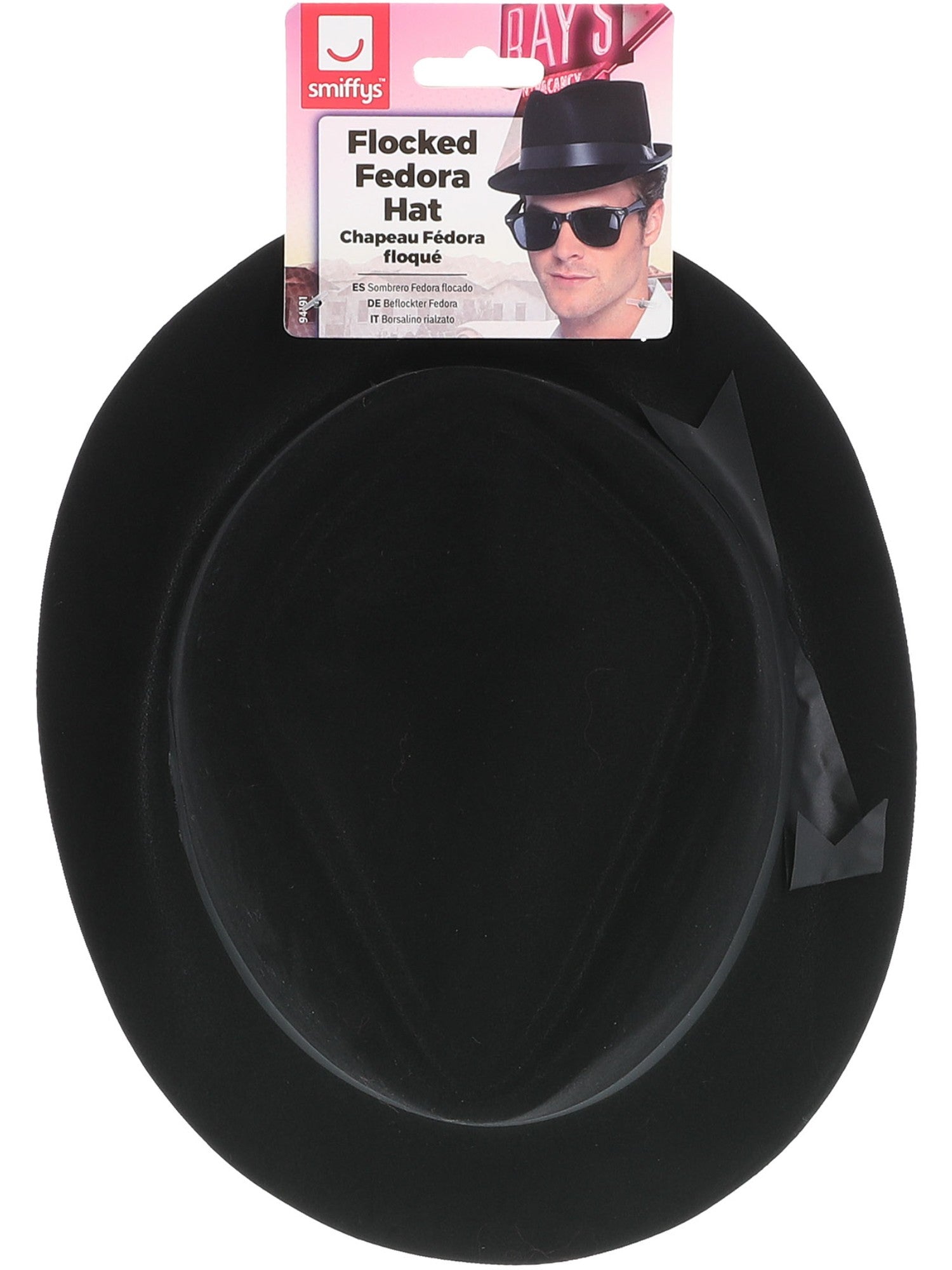 smiffys-fever-flocked-fedora-hut-schwarz-gangster image 2