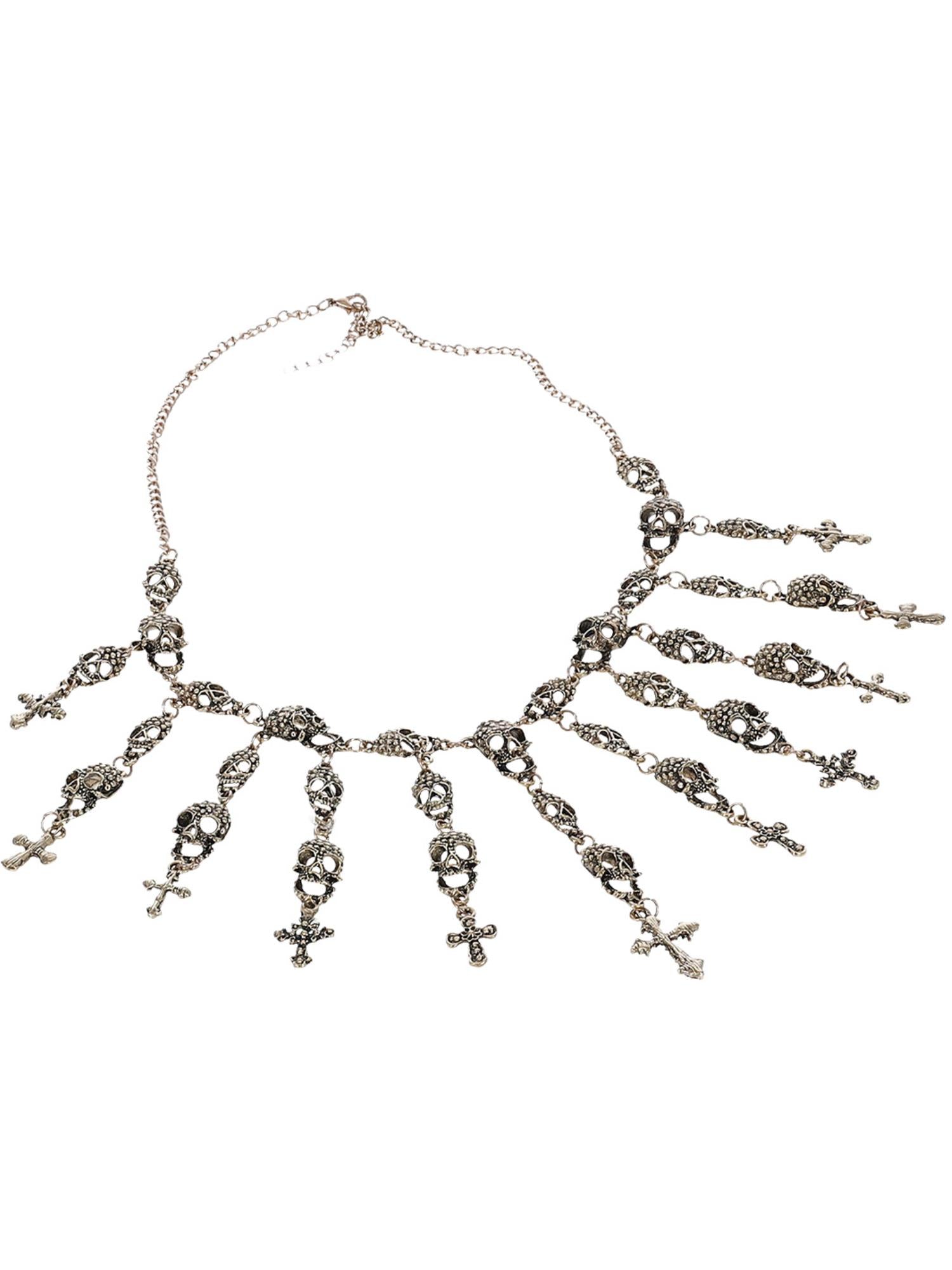 smiffys-fever-voodoo-totenkopf-kette-silber-halloween image 2