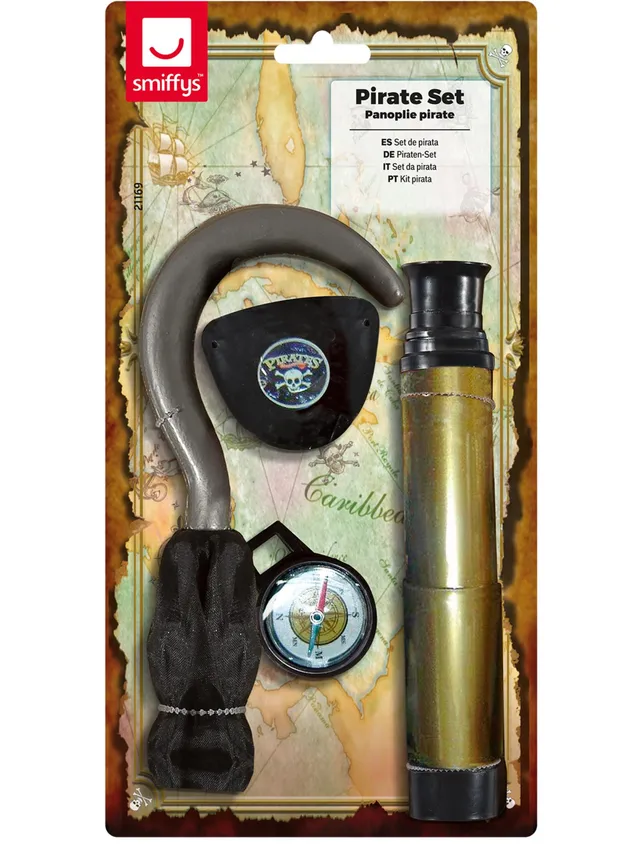 smiffys-fever-piraten-set-mit-haken-augenklappe-4-tlg image 1