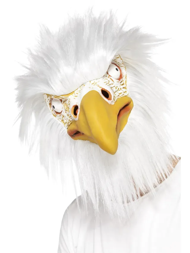 smiffys-fever-adler-maske-wei-vollmaske-latex-mit-fell image 1
