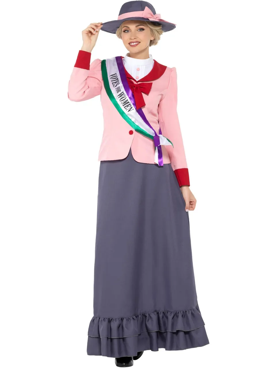 smiffys-fever-deluxe-victorian-suffragette-kost-m-damen-m-grau-pink image 1