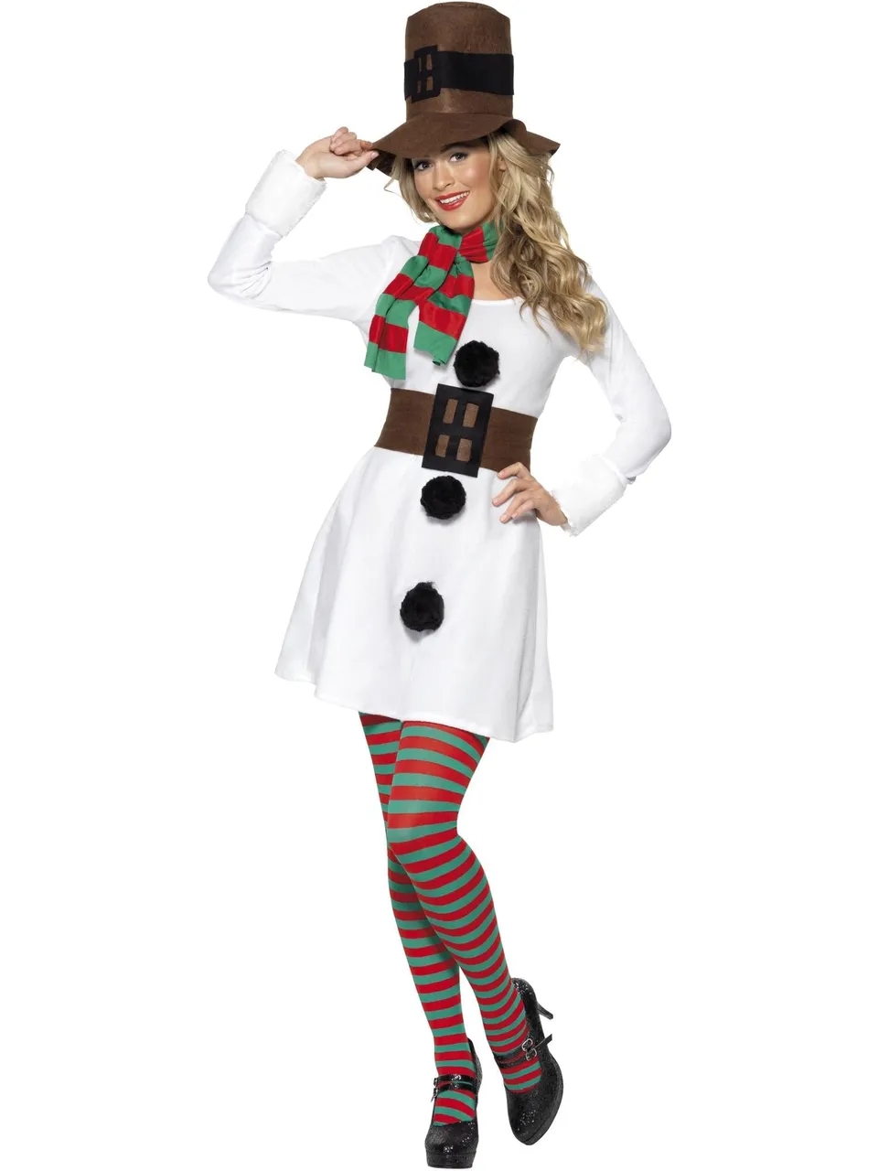 smiffys-fever-miss-snowman-damen-kost-m-wei-s-l image 1