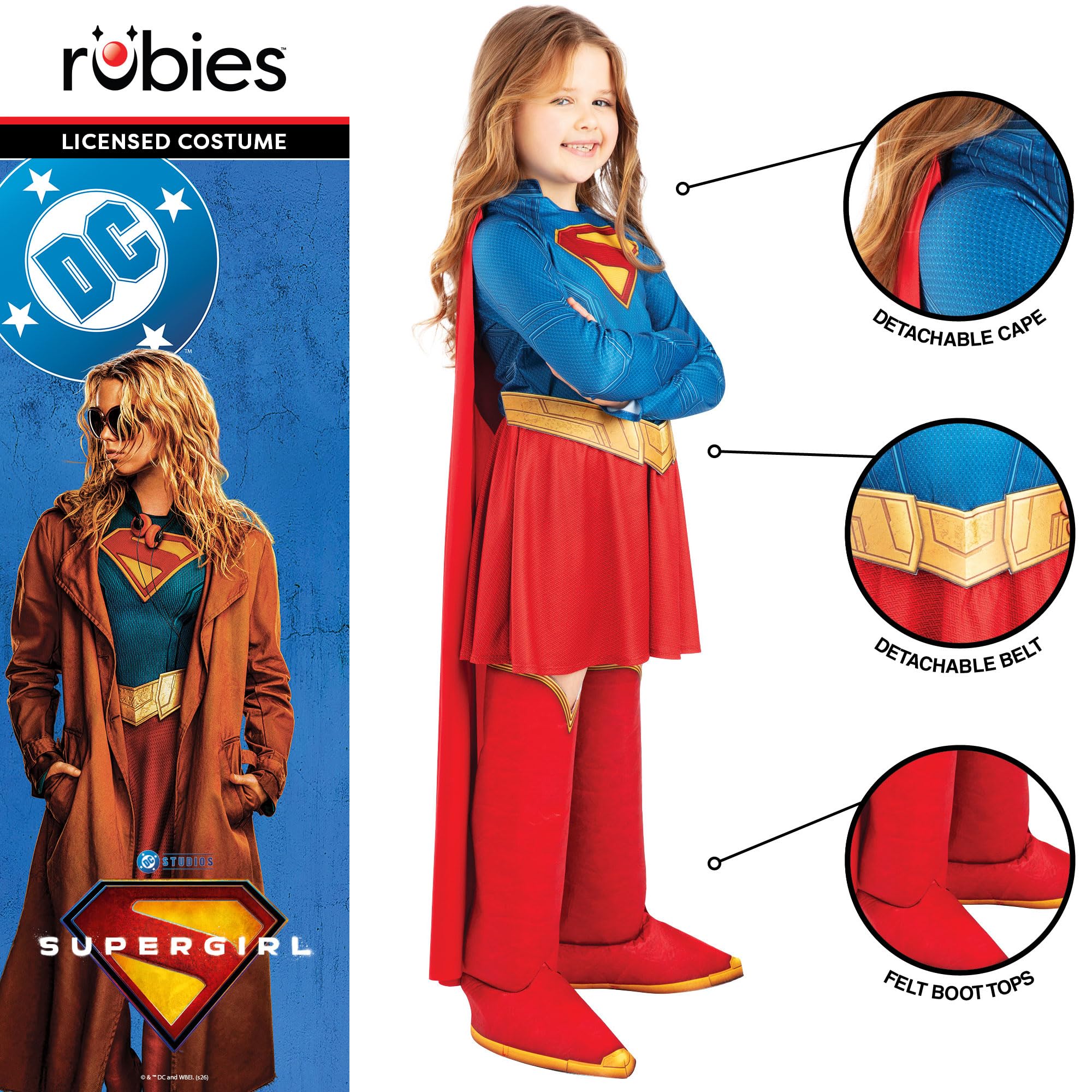 rubie-s-deluxe-supergirl-kost-m-kinder-5-6-jahre-deluxe image 3