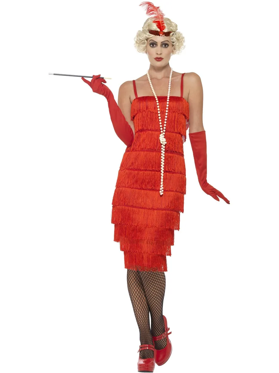 smiffys-fever-flapper-kost-m-rot-langes-kleid image 1