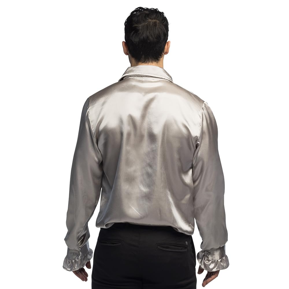 boland-disco-rueschen-hemd-silber-herren-50-52-satin-70er image 2