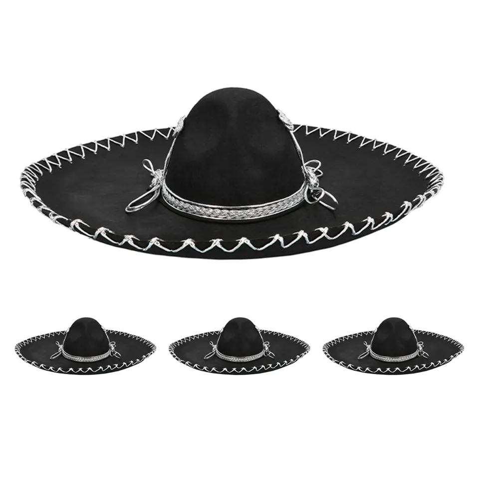 boland-guillermo-sombrero-hut-schwarz-4er-set-50-cm-mexiko image 1