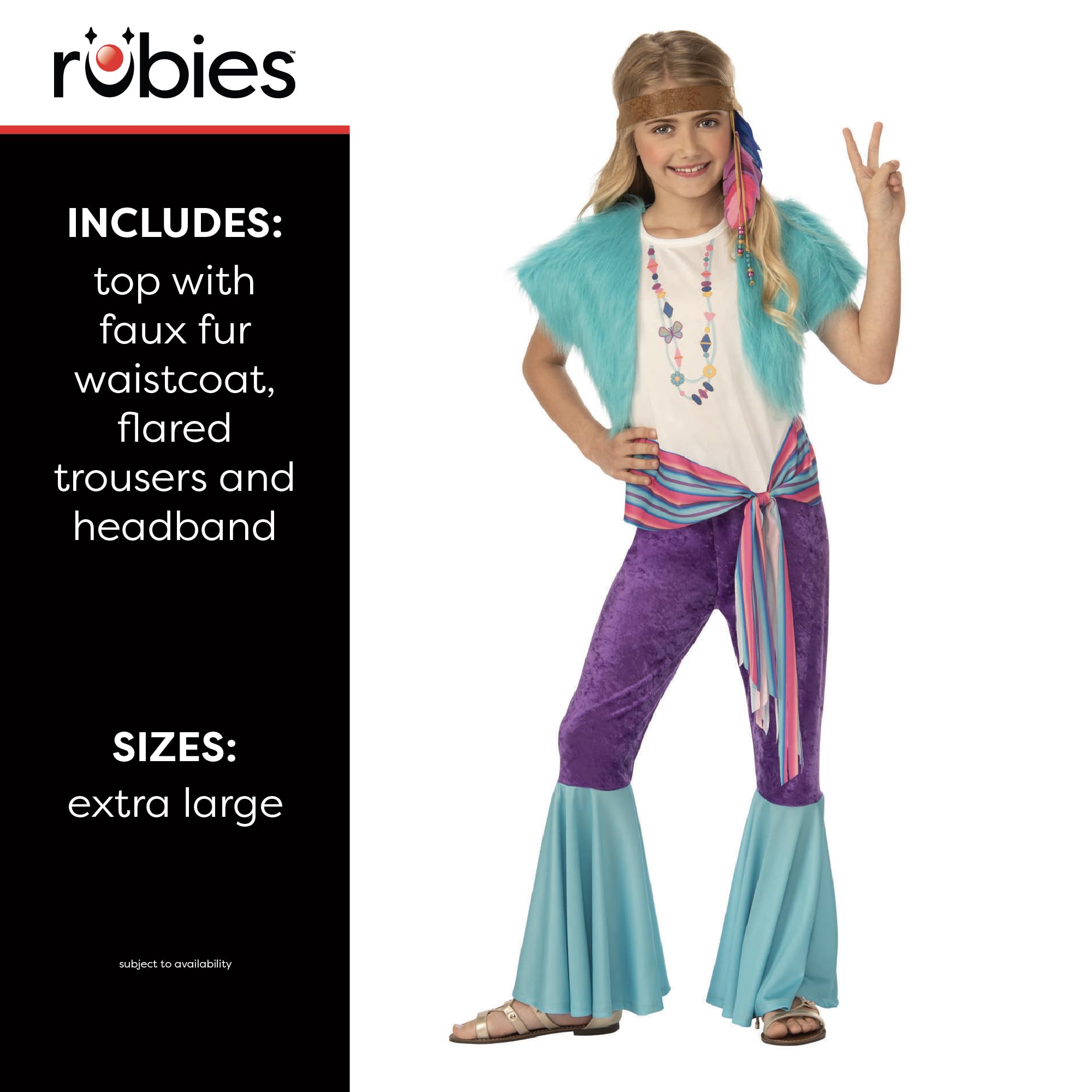 rubie-s-deluxe-hippie-kost-m-m-dchen-xl-60er-mit-weste image 2