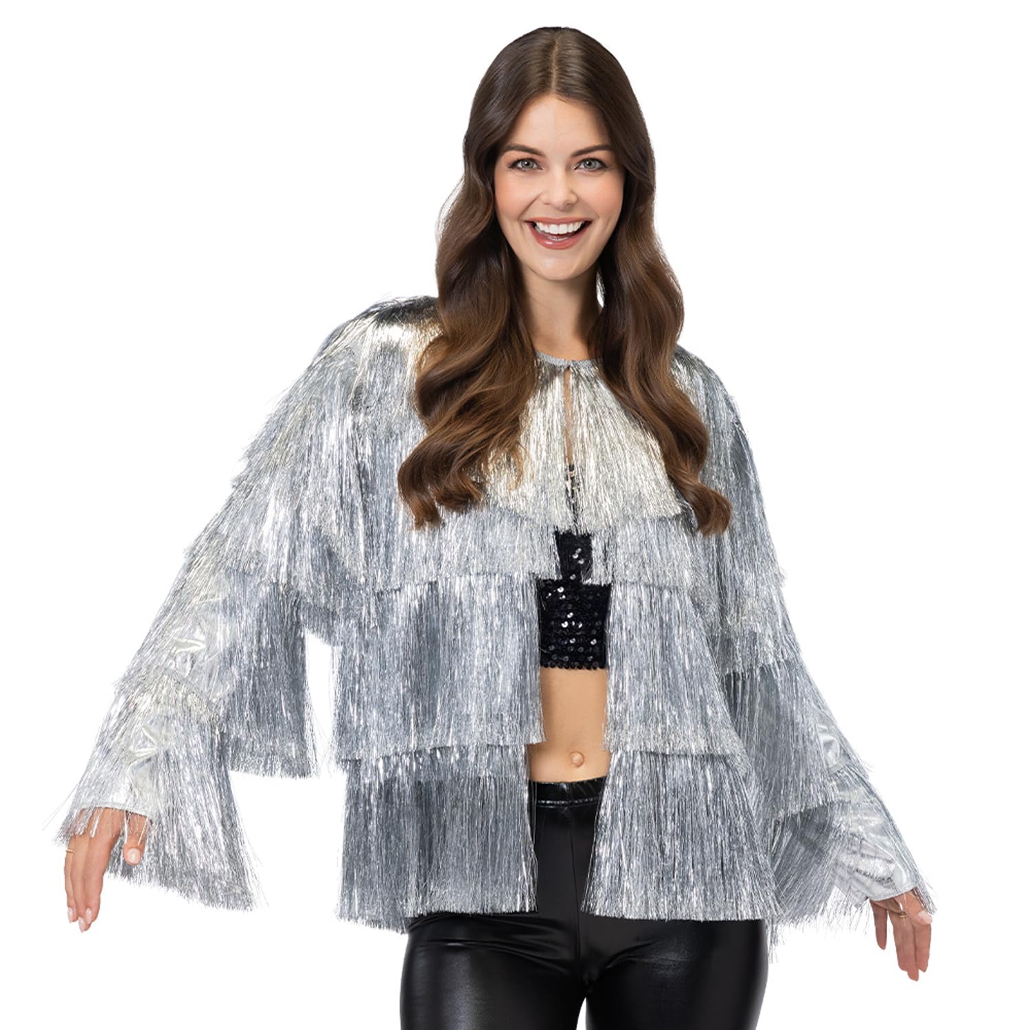boland-flare-partyjacke-silber-mit-fransen-gr-e-m-l image 2