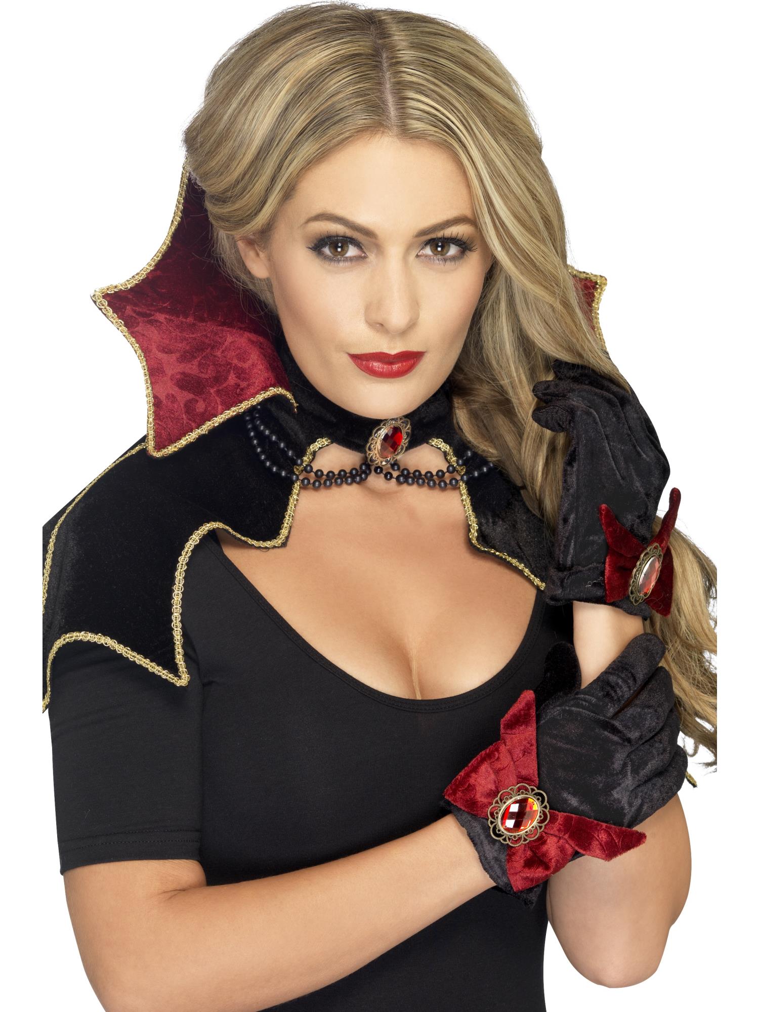 fever-vamp-kit-damen-vampir-kost-m-set-schwarz-mit-cape image 1
