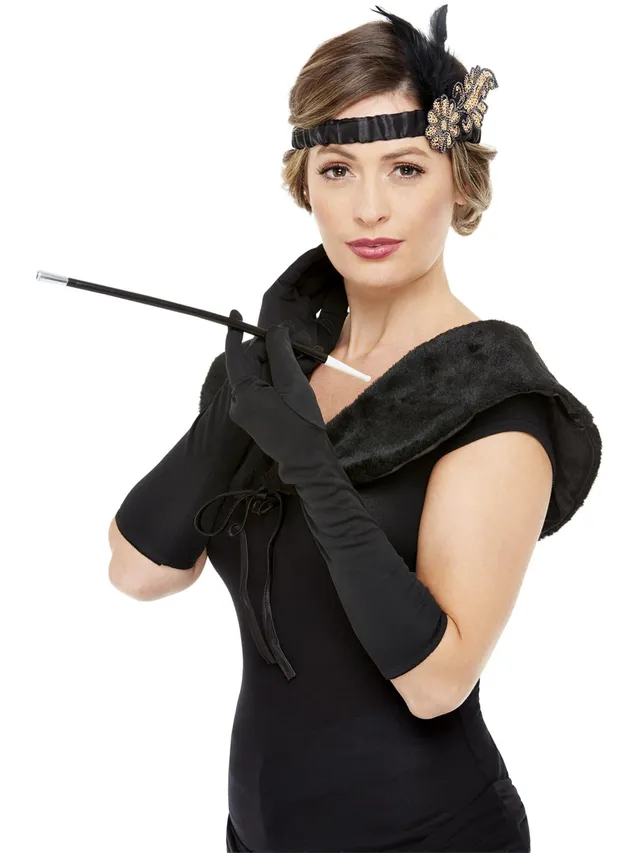 smiffys-fever-20er-jahre-accessoire-set-damen-schwarz-gold image 1