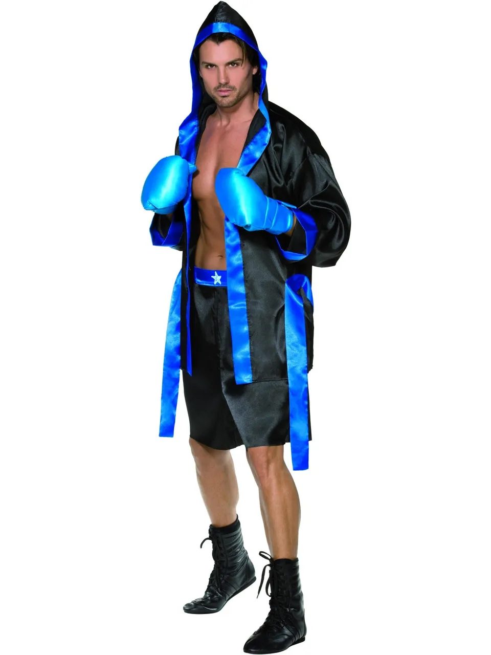smiffys-fever-boxer-herren-kost-m-schwarz-mit-mantel-handsch image 1