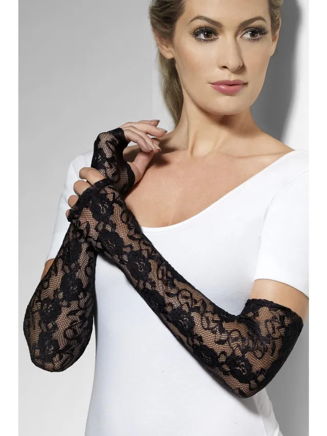 smiffys-fever-gothic-spitze-handschuhe-schwarz-lang image 1