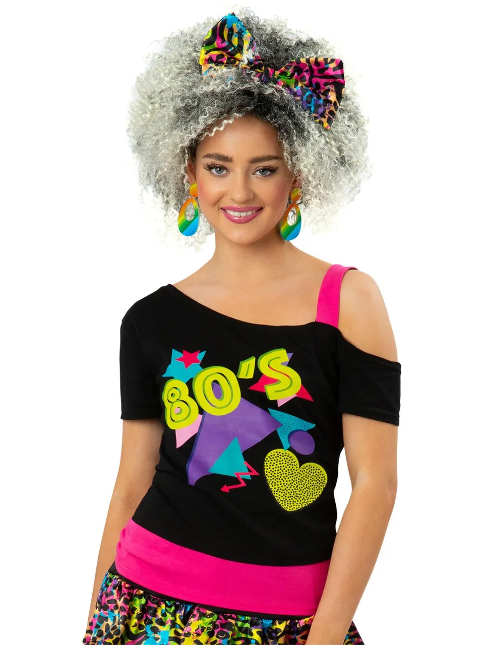 smiffys-fever-80s-one-shoulder-t-shirt-damen-s image 1