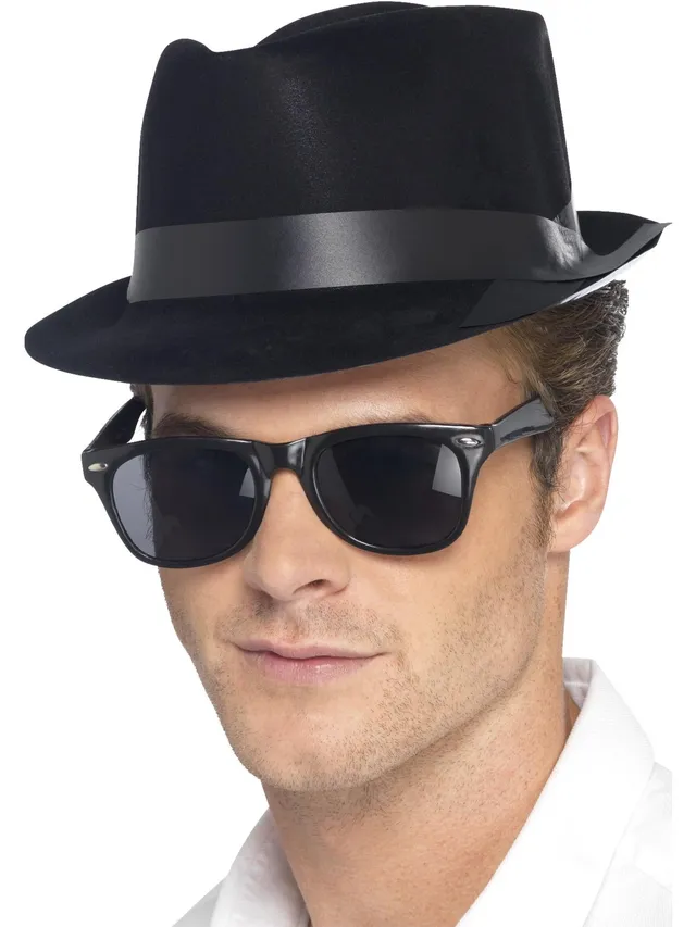 smiffys-fever-flocked-fedora-hut-schwarz-gangster image 1