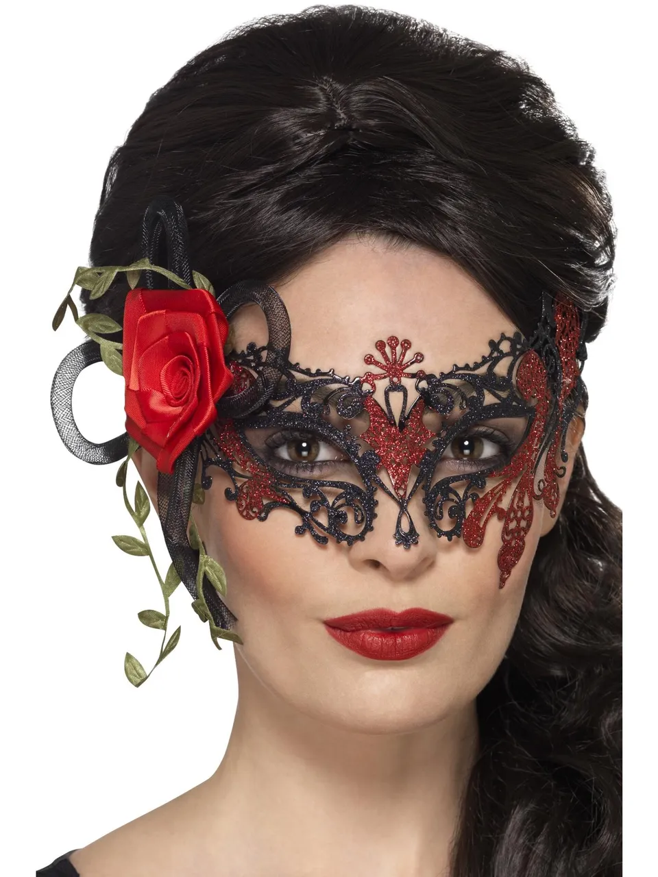 smiffys-fever-day-of-the-dead-augenmaske-metall-schwarz-einheitsgr image 1