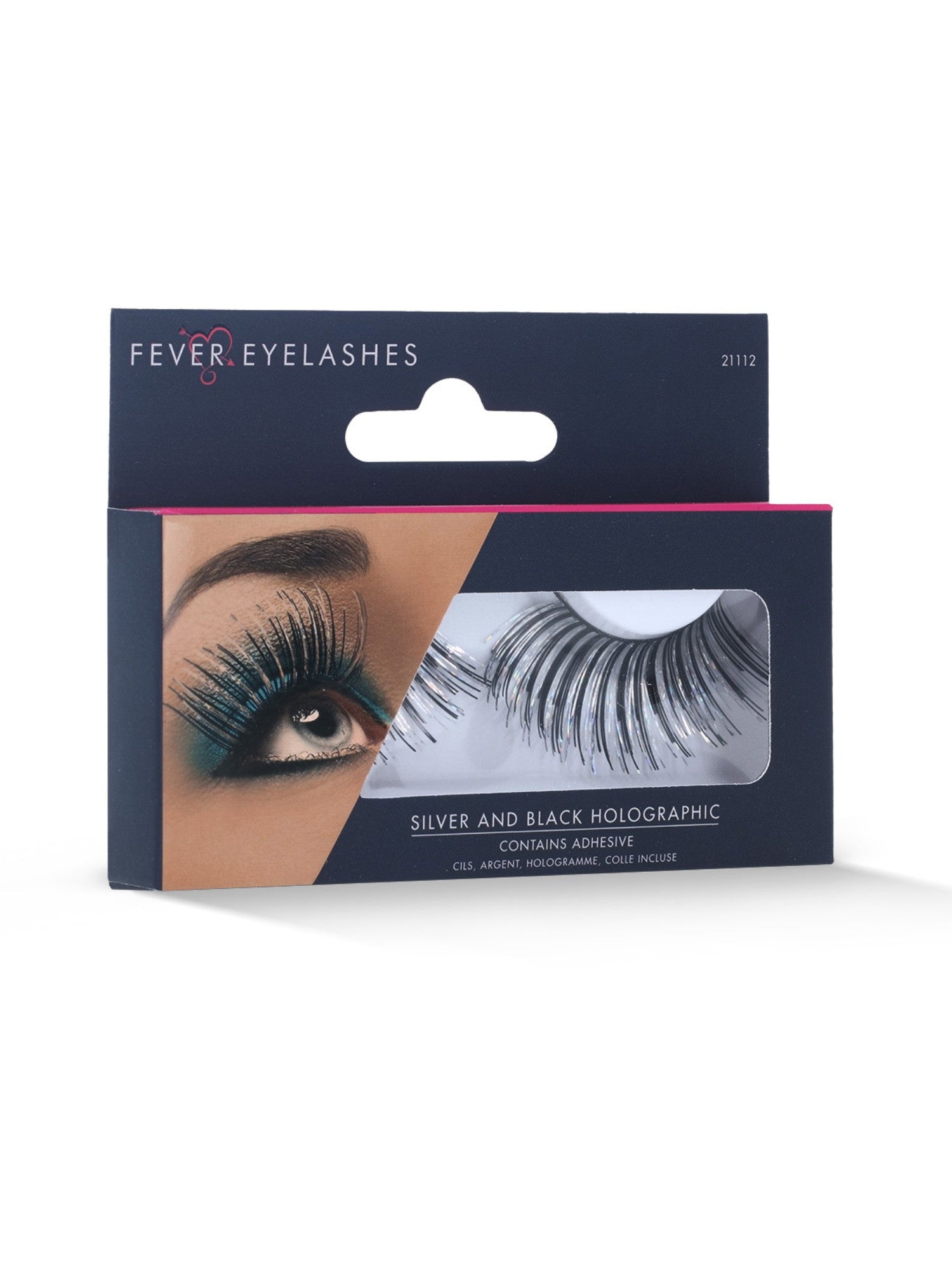 smiffys-fever-eyelashes-falsche-wimpern-silber-holografisch-mit-kleber image 2