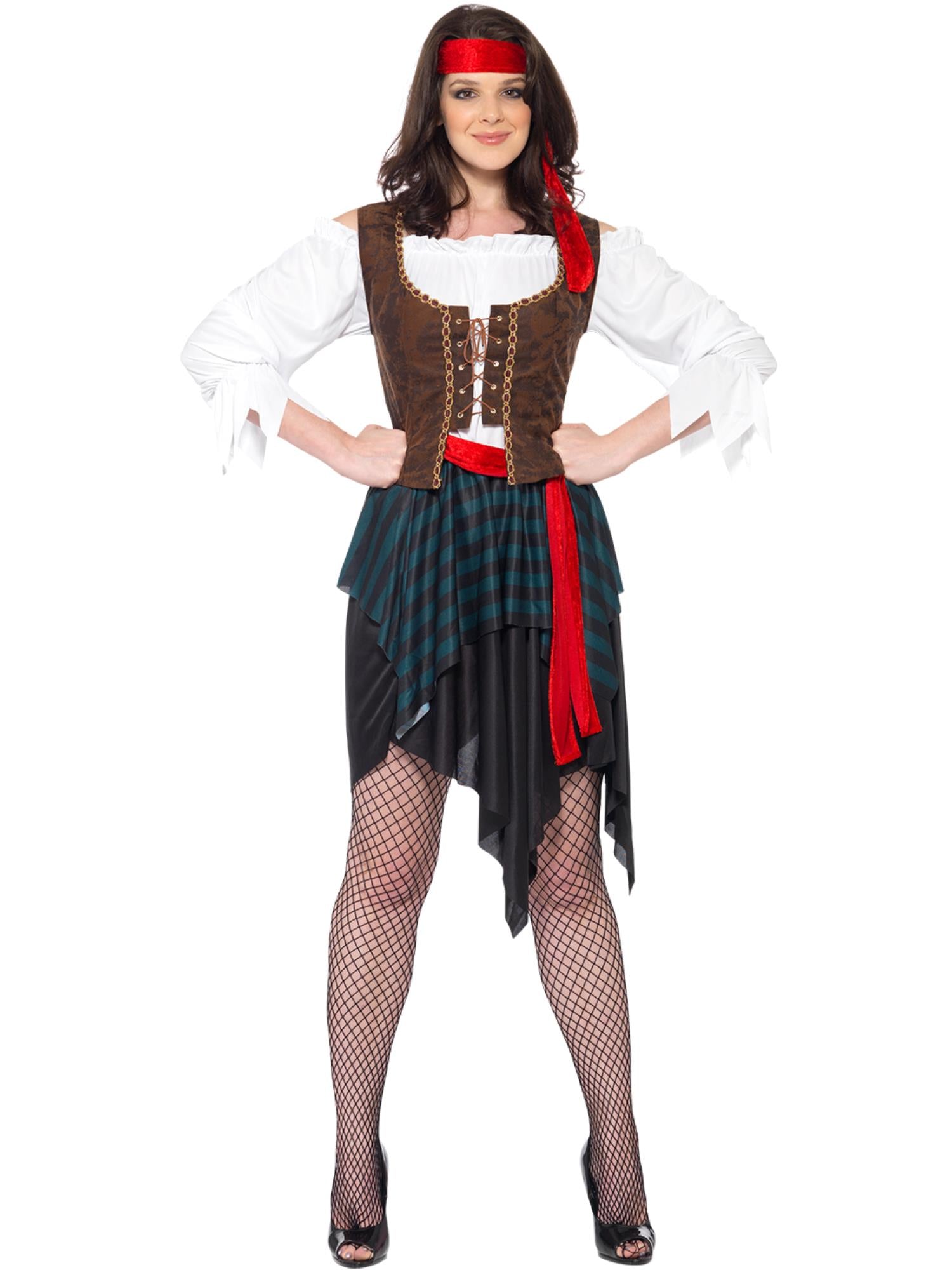 smiffys-fever-pirate-lady-kost-m-braun-damen-4-teilig image 2