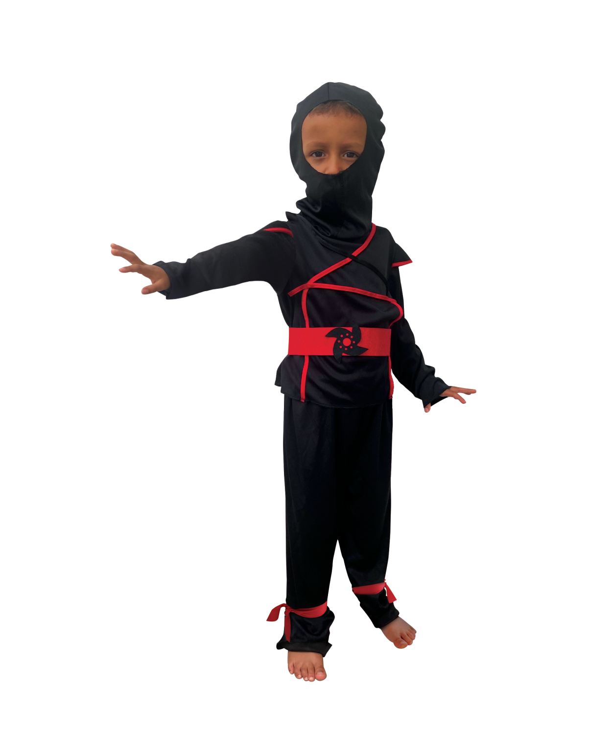 rubies-ninja-kost-m-schwarz-mit-maske-und-rotem-g-rtel image 1