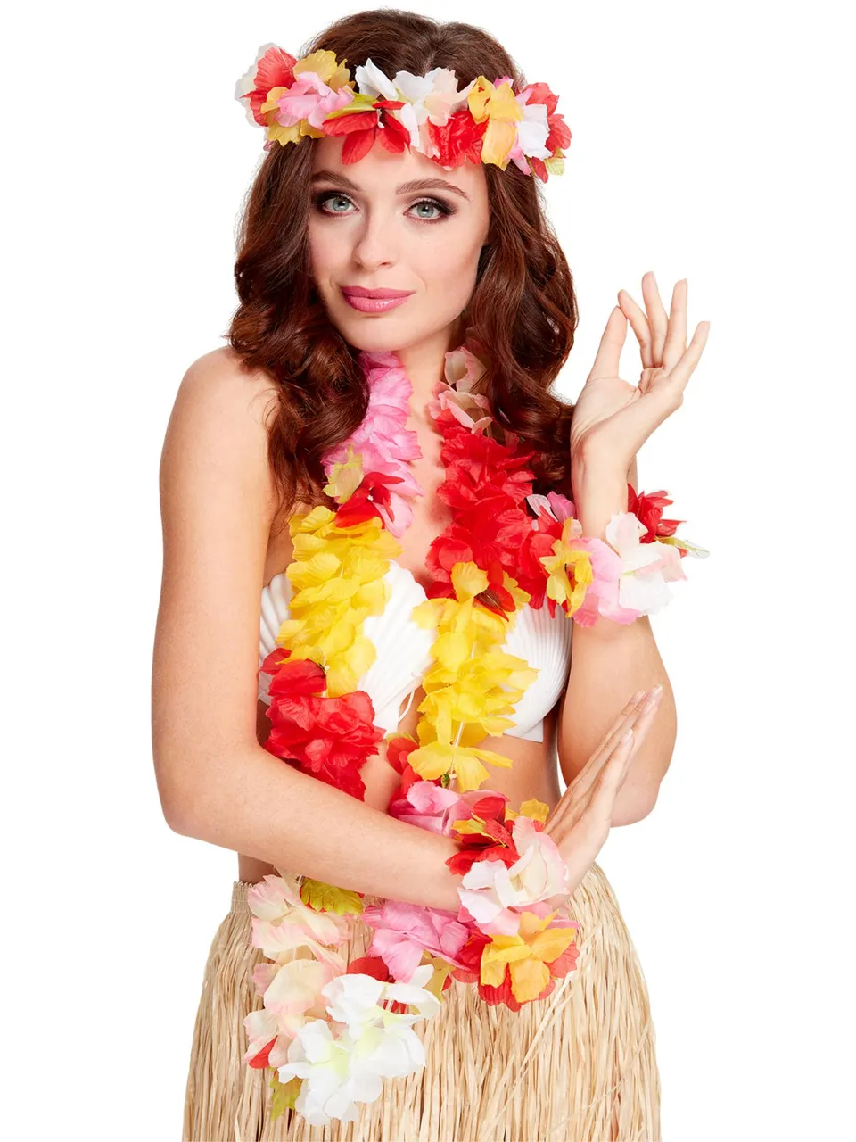 smiffys-fever-hawaiian-set-hawaii-kost-m-zubeh-r-bunt image 1