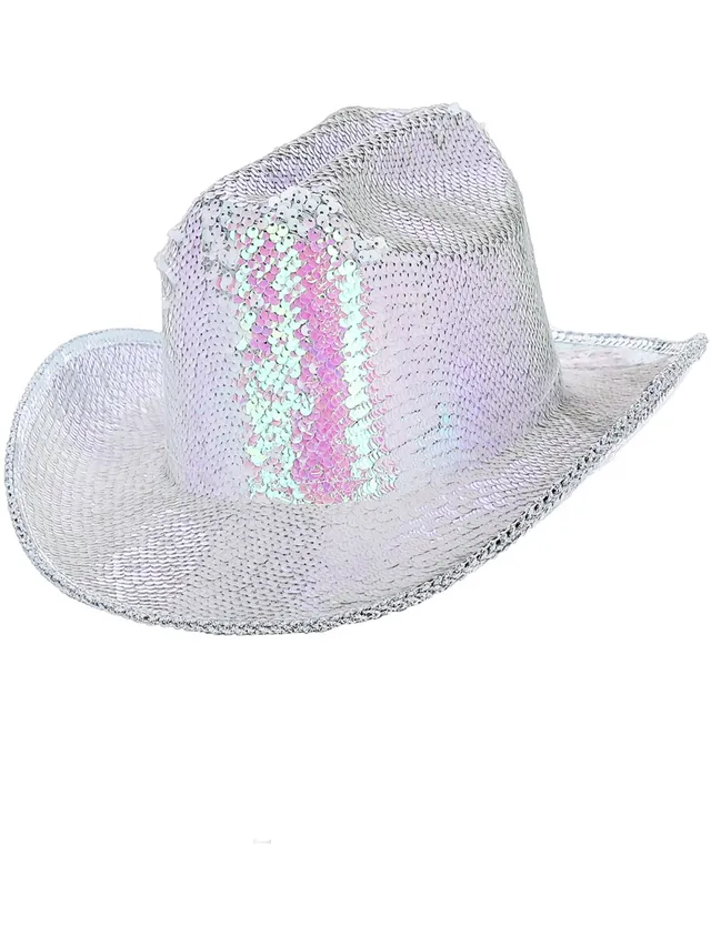 smiffys-fever-deluxe-sequin-cowboyhut-wei-pailletten image 1