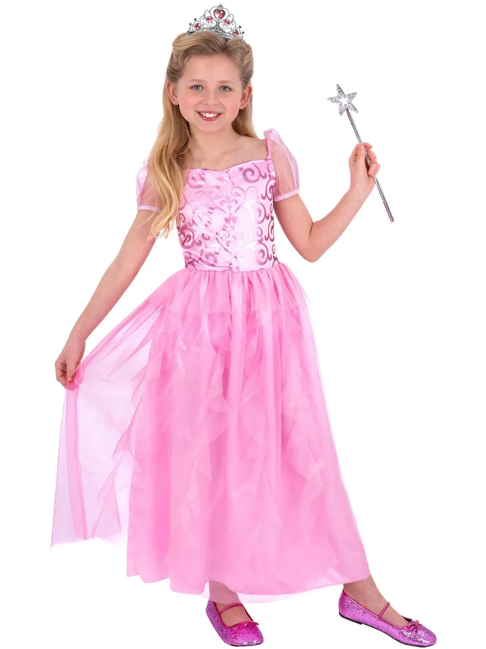 smiffys-fever-fee-kost-m-kinder-pink-kleid-zauberstab image 1