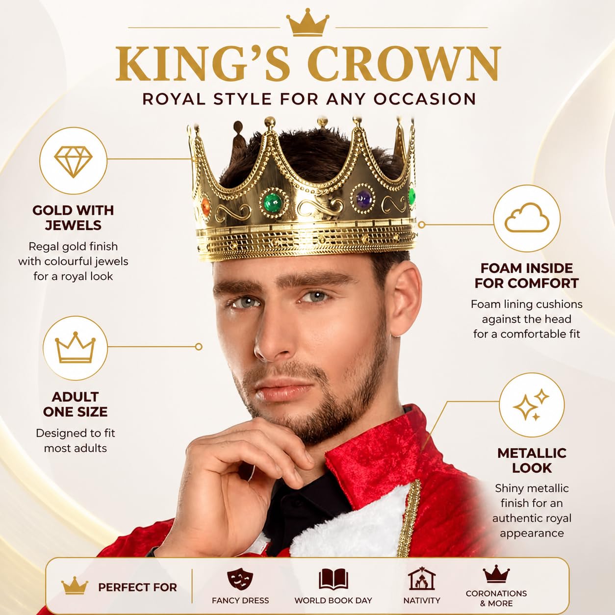 boland-headwear-krone-k-nig-gold-21-cm-f-r-erwachsene image 2