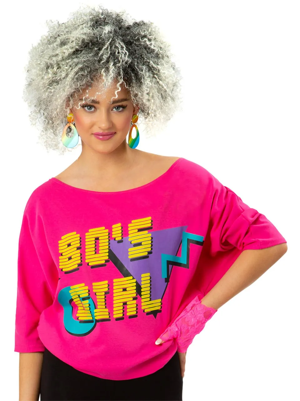 smiffys-fever-80er-batwing-t-shirt-damen-plus-x1-bedruckt image 1