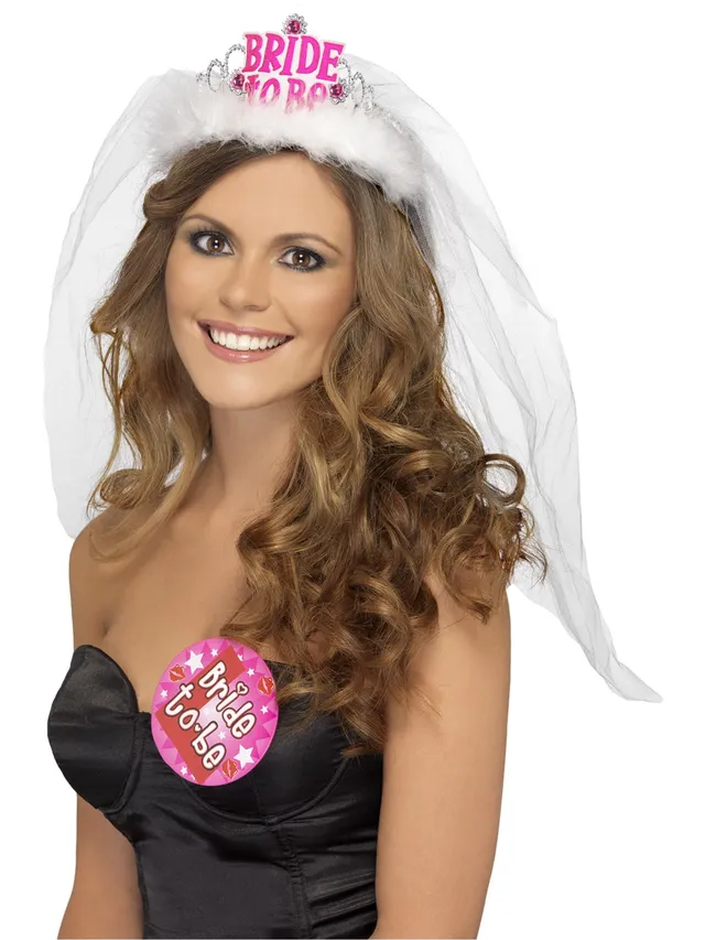 smiffys-fever-bride-to-be-tiara-wei-mit-schleier image 1
