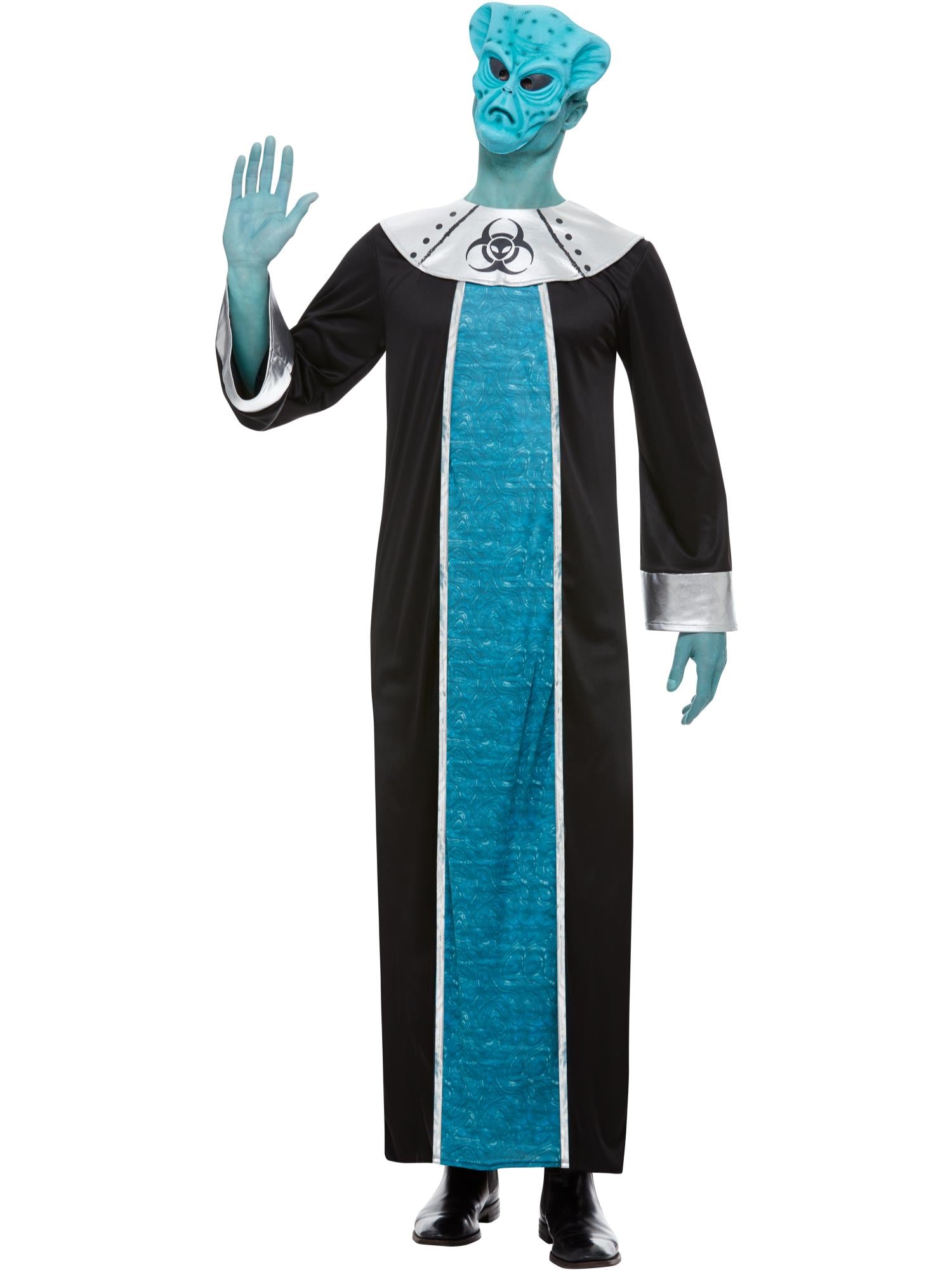 smiffys-fever-alien-kost-m-herren-schwarz-t-rkis-l-mit-maske image 4