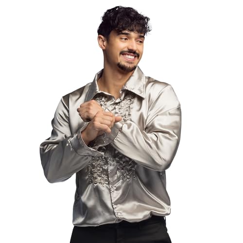 boland-disco-rueschen-hemd-silber-herren-50-52-satin-70er image 5