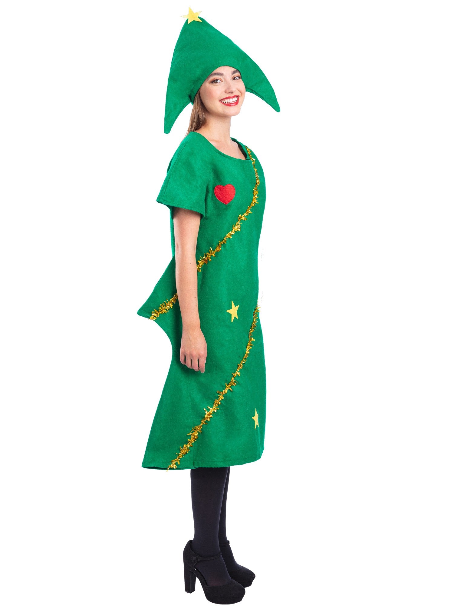 smiffys-fever-christmas-tree-kost-m-gr-n-damen-tunik-m-tze image 3