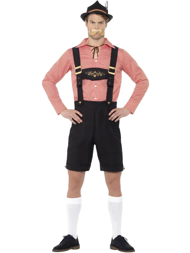 smiffys-fever-beer-festival-kost-m-rot-herren-lederhosen-hemd image 1