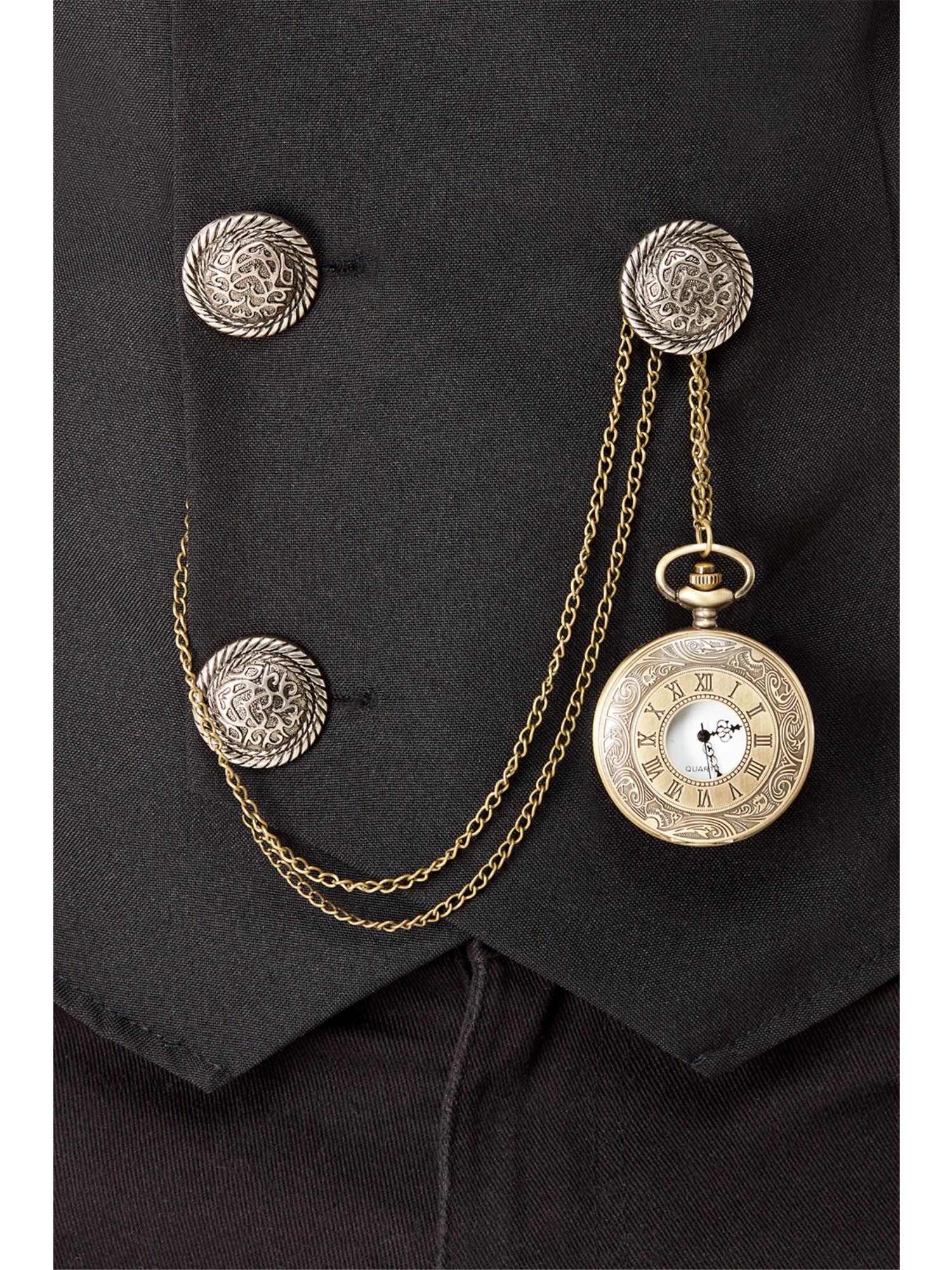 smiffys-fever-20er-taschenuhr-mit-kette-gold-silber image 2